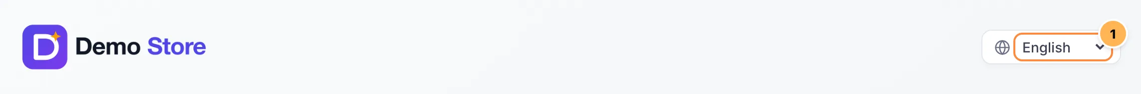 Top of the checkout with the store logo and the language selector