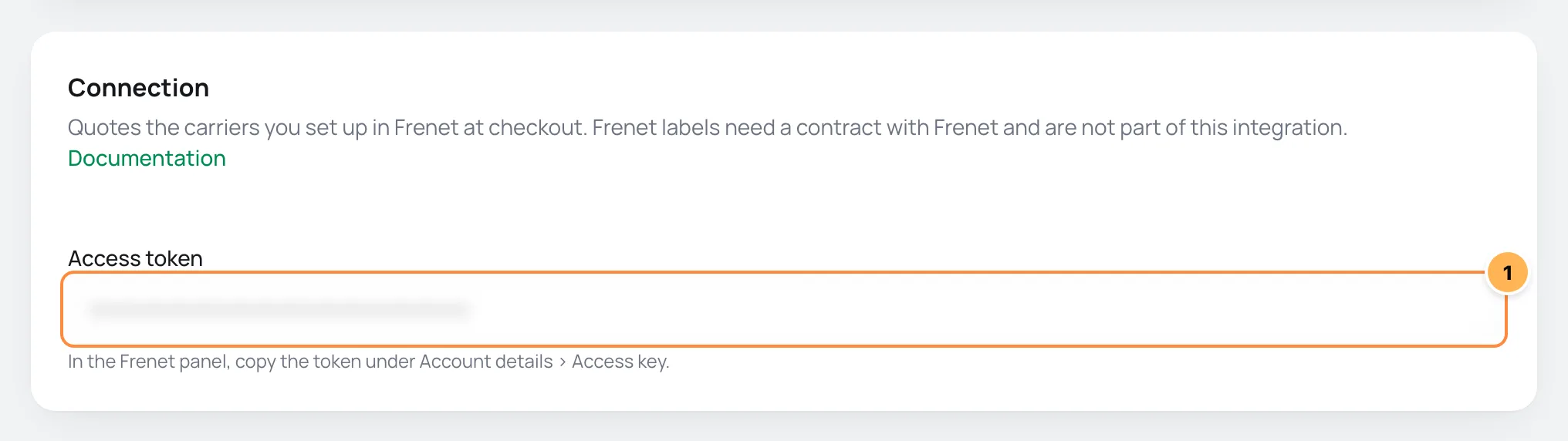 Frenet Connection card in Vipter with the token numbered