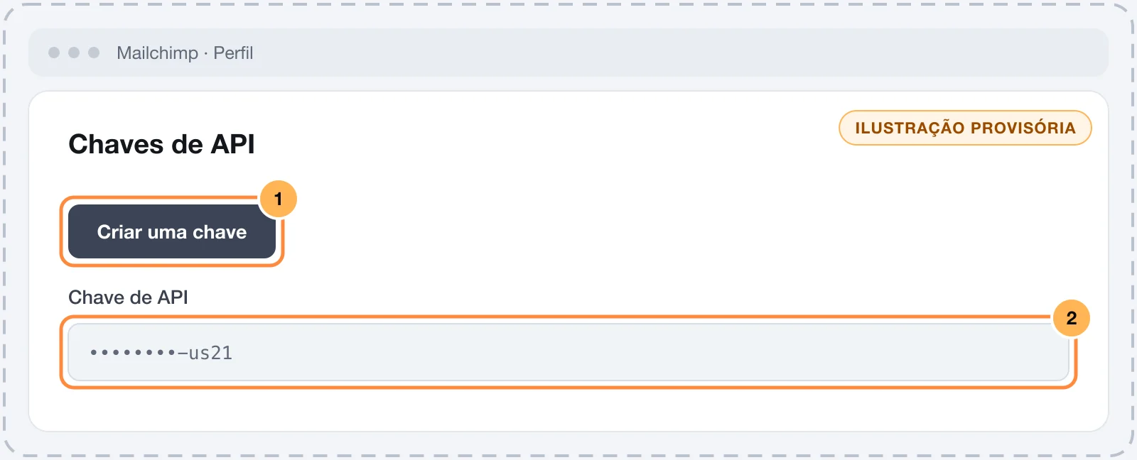 Página API keys de Mailchimp con el botón para crear una clave