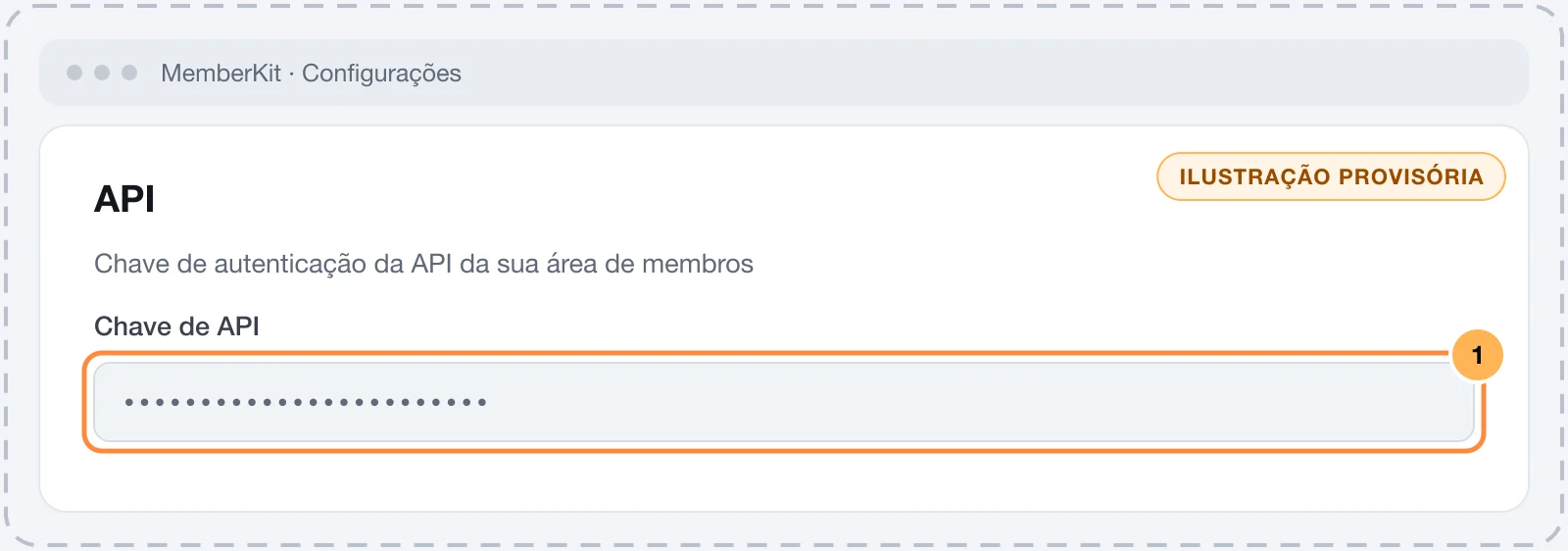 MemberKit settings with the API key highlighted