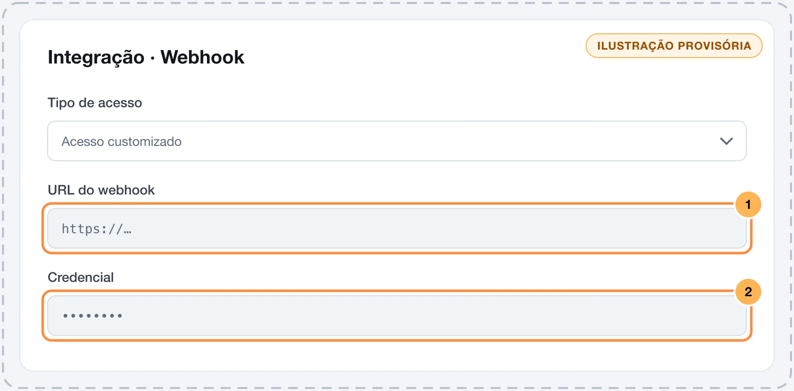 Integração por webhook no Membox com a URL e a credencial destacadas