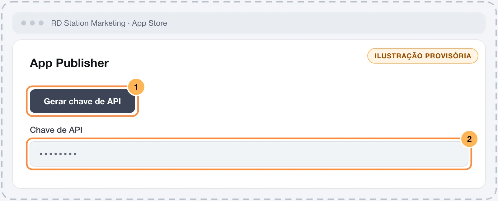 RD Station Marketing App Publisher with the Generate API key button