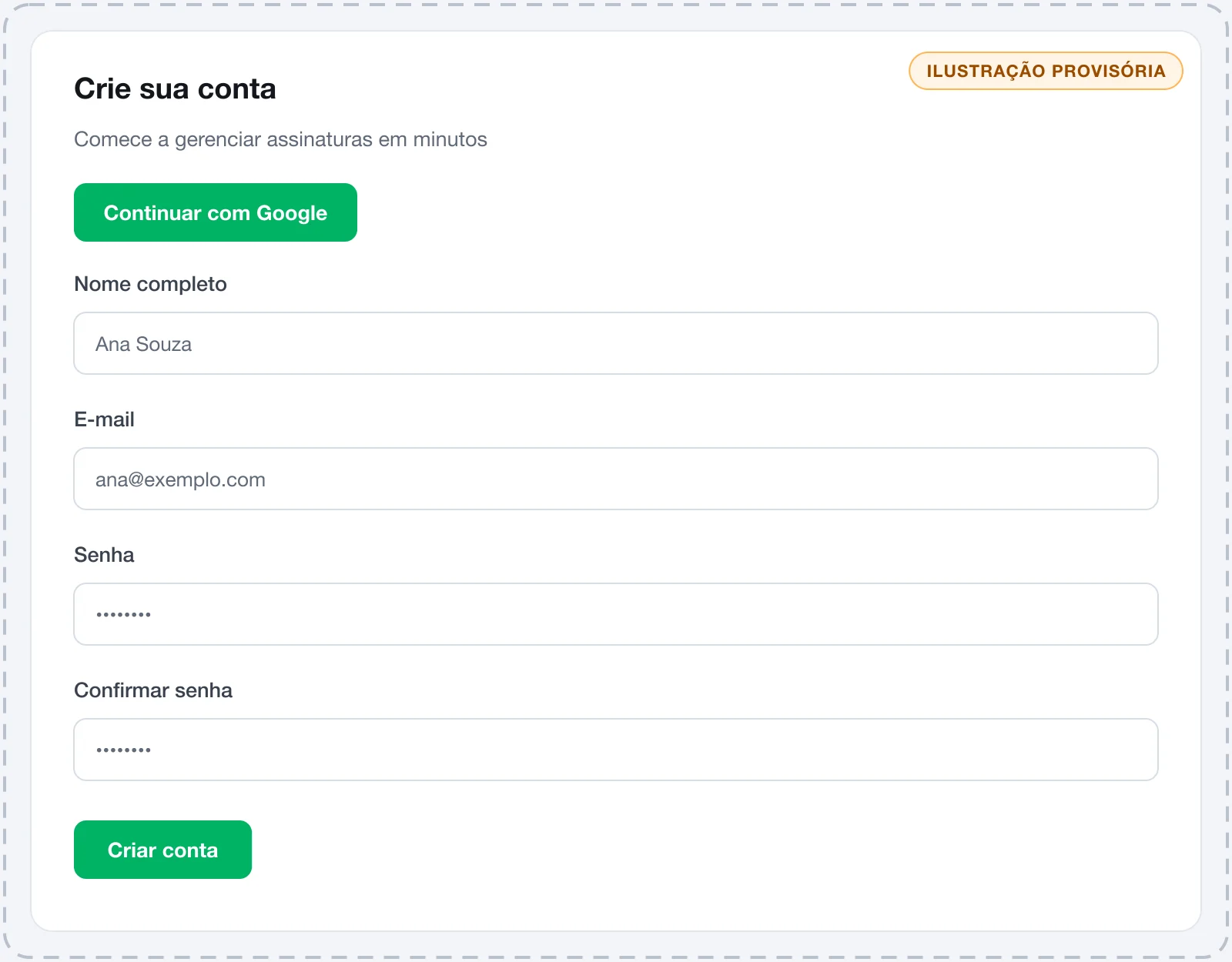 Página de cadastro do Vipter com o botão do Google e os campos de nome, e-mail e senha