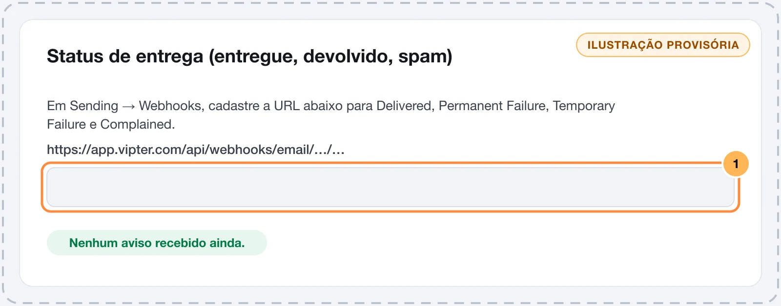 Card Status de entrega do Mailgun no Vipter com a URL do webhook